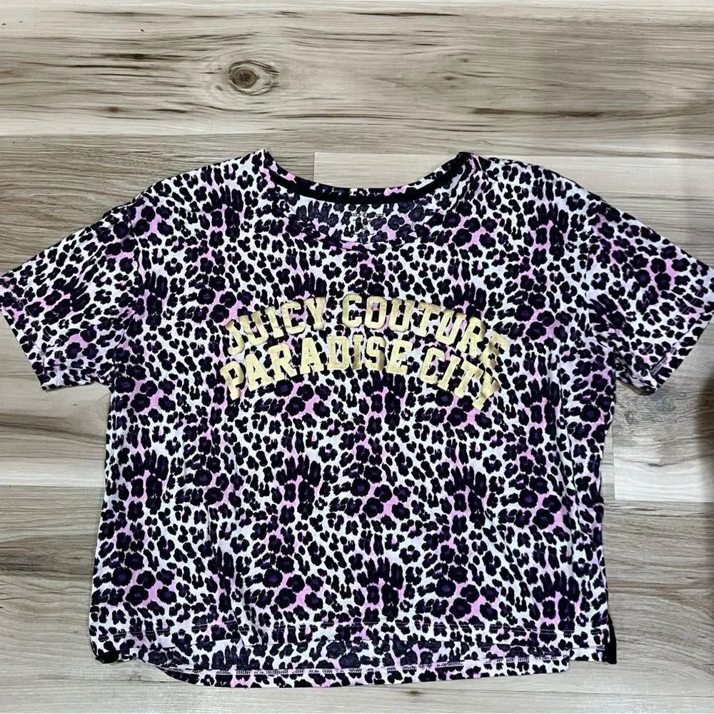 Juicy Couture Paradise City Pink and Black Cheetah Top Women’s Medium